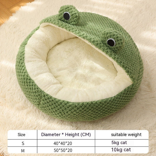 Pet Cat Dog Nest Little Frog Series Warm Plush Mat Autumn Winter Pet